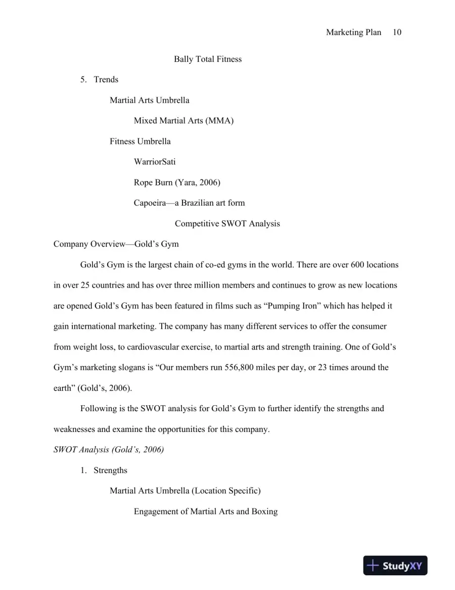 MBA570 Marketing Plan: Elite Martial Arts and Fitness - University of Phoenix, page 11