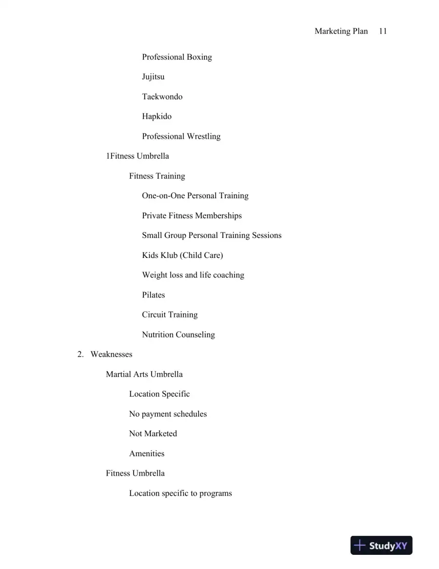 MBA570 Marketing Plan: Elite Martial Arts and Fitness - University of Phoenix, page 12
