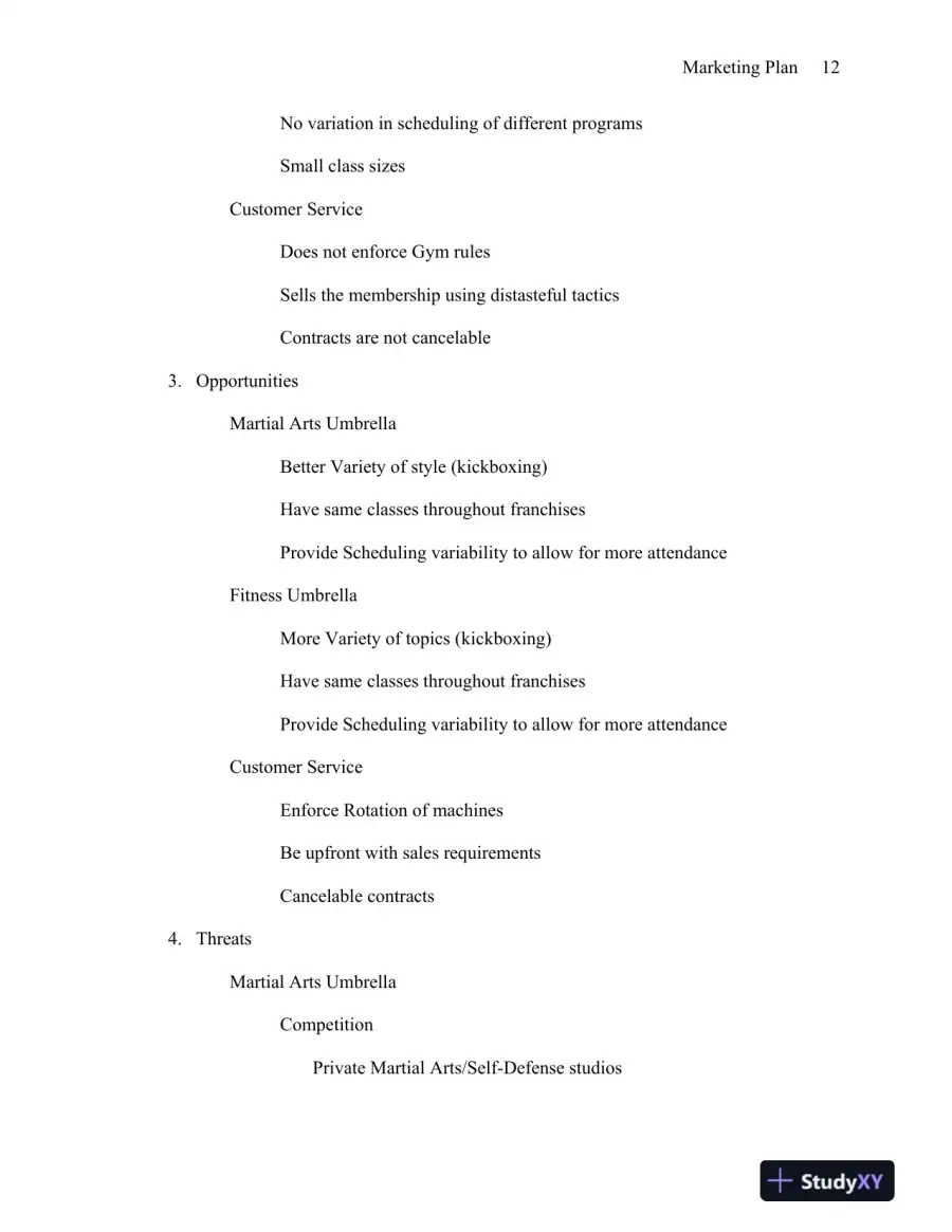 MBA570 Marketing Plan: Elite Martial Arts and Fitness - University of Phoenix, page 13