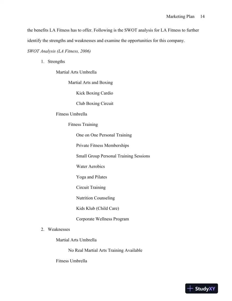 MBA570 Marketing Plan: Elite Martial Arts and Fitness - University of Phoenix, page 15
