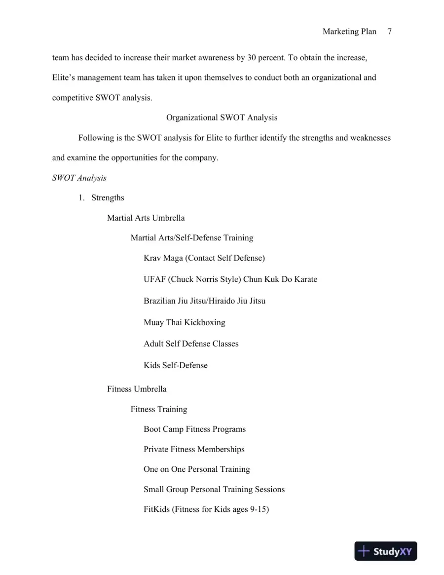 MBA570 Marketing Plan: Elite Martial Arts and Fitness - University of Phoenix, page 8