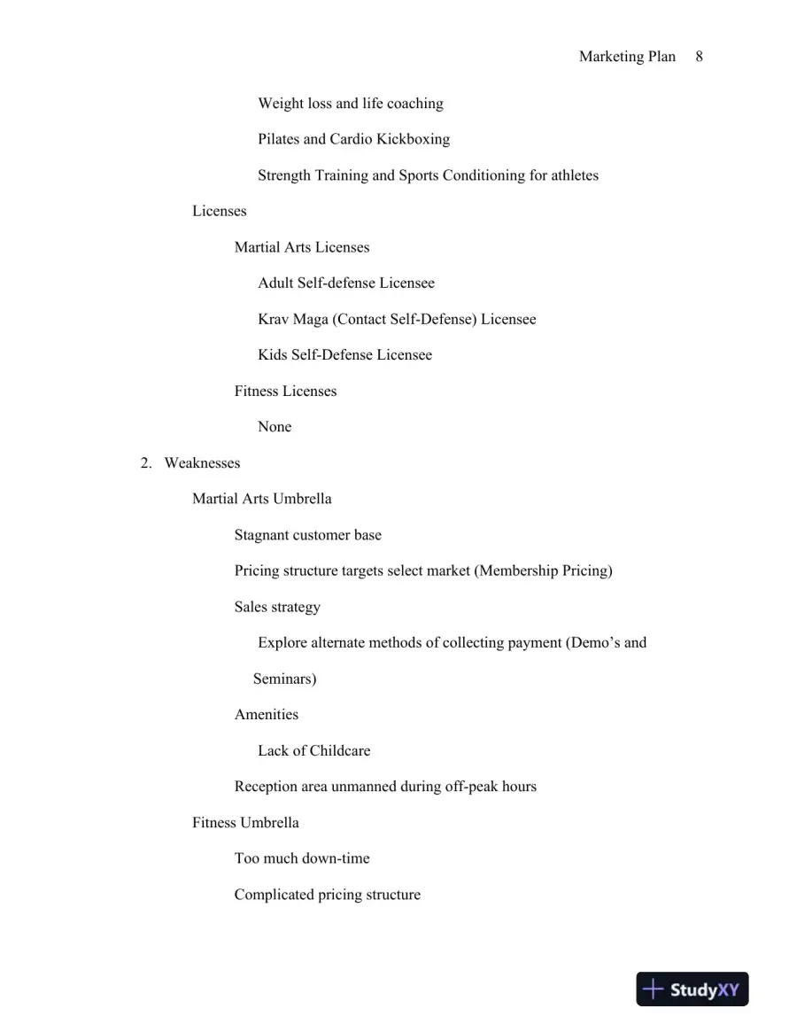 MBA570 Marketing Plan: Elite Martial Arts and Fitness - University of Phoenix, page 9
