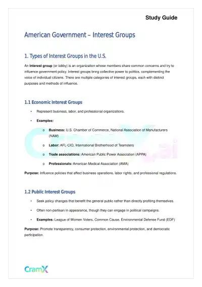 American Government - Interest Groups - Page 1 preview image