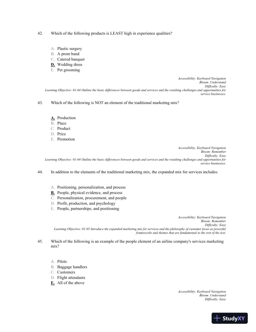 Services Marketing: Integrating Customer Focus Across the Firm 7th Edition Test Bank, page 15
