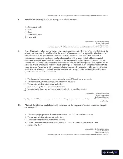 Services Marketing: Integrating Customer Focus Across the Firm 7th Edition Test Bank - Page 4 preview image