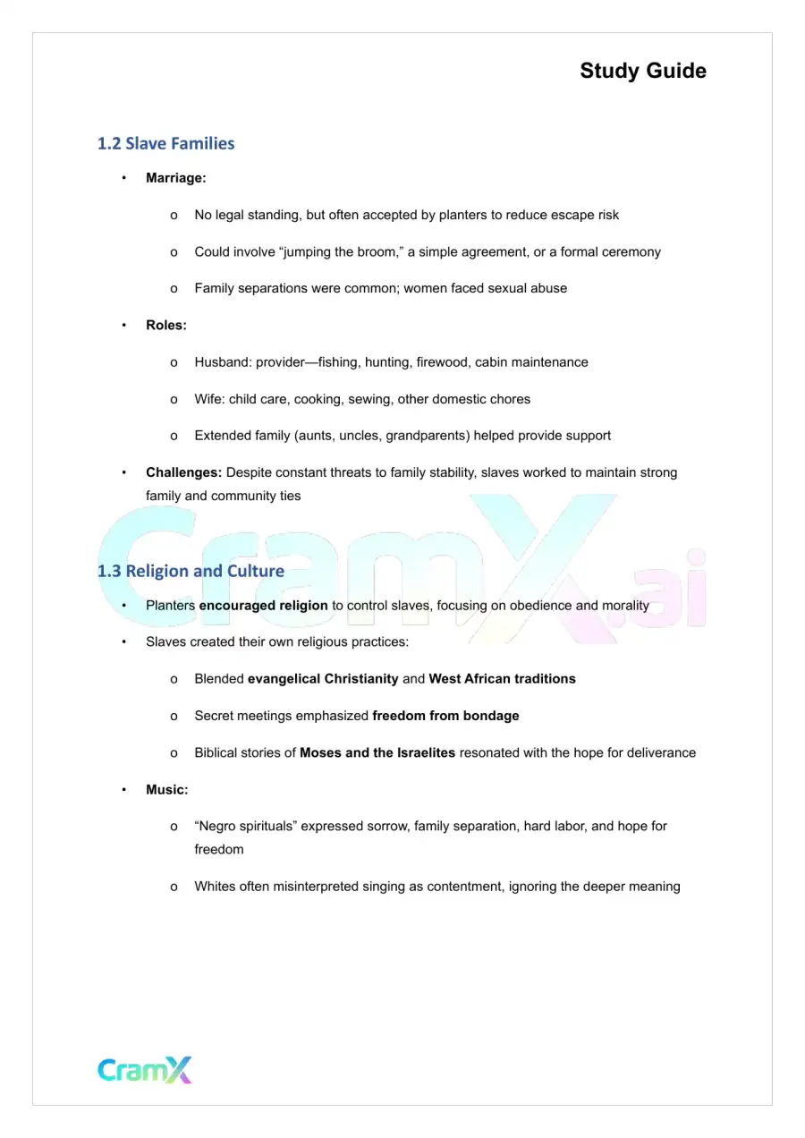U.S. History I - Slavery and the South, page 2