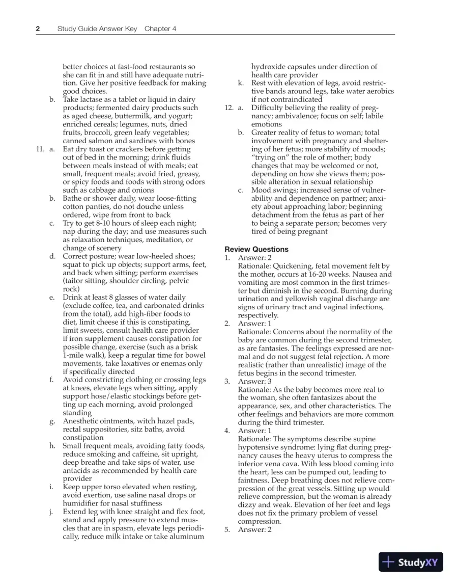 Solution Manual for Introduction to Maternity and Pediatric Nursing, 6th Edition, page 10