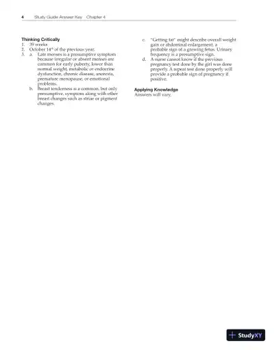 Solution Manual for Introduction to Maternity and Pediatric Nursing, 6th Edition - Page 12 preview image