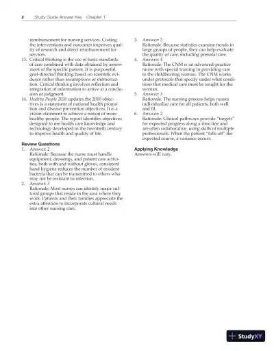 Solution Manual for Introduction to Maternity and Pediatric Nursing, 6th Edition - Page 3 preview image