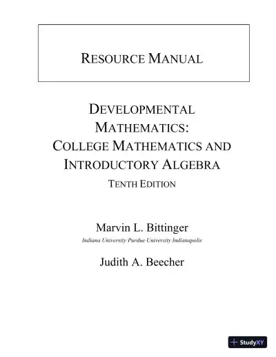 Solution Manual for Developmental Mathematics: College Mathematics and Introductory Algebra, 10th Edition - Page 1 preview image