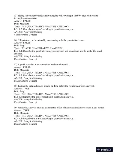 Quantitative Analysis for Management 13th Edition Test Bank - Page 5 preview image