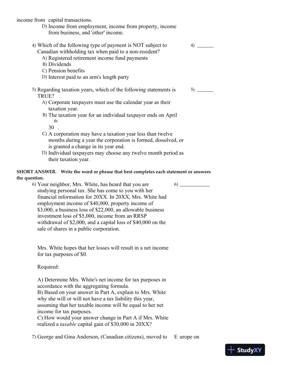 Canadian Income Taxation 2016/2017 Edition Test Bank, page 13