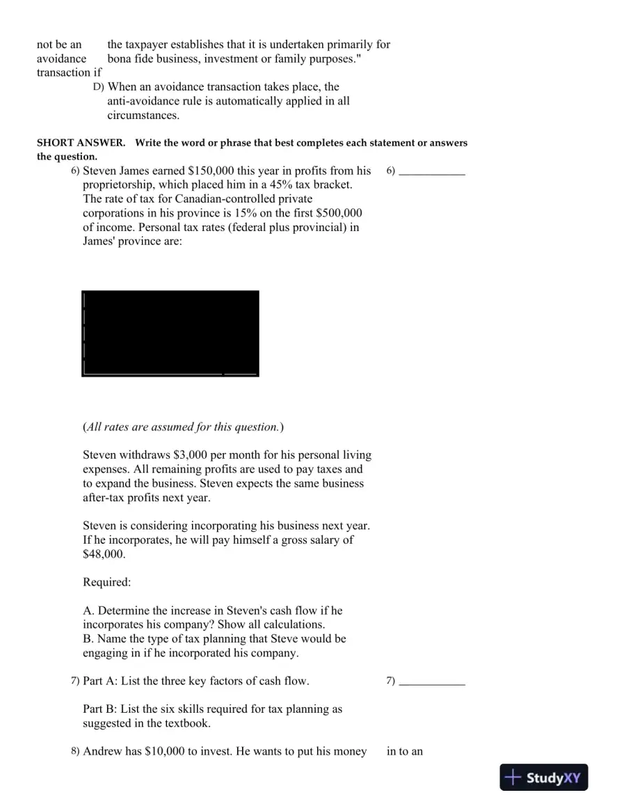 Canadian Income Taxation 2016/2017 Edition Test Bank, page 6