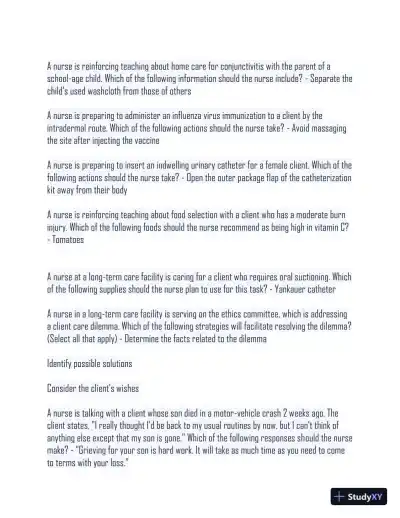 2020 PN Health Care Assessment Comprehensive Practice Exam With Answers (147 Solved Questions) - Page 3 preview image