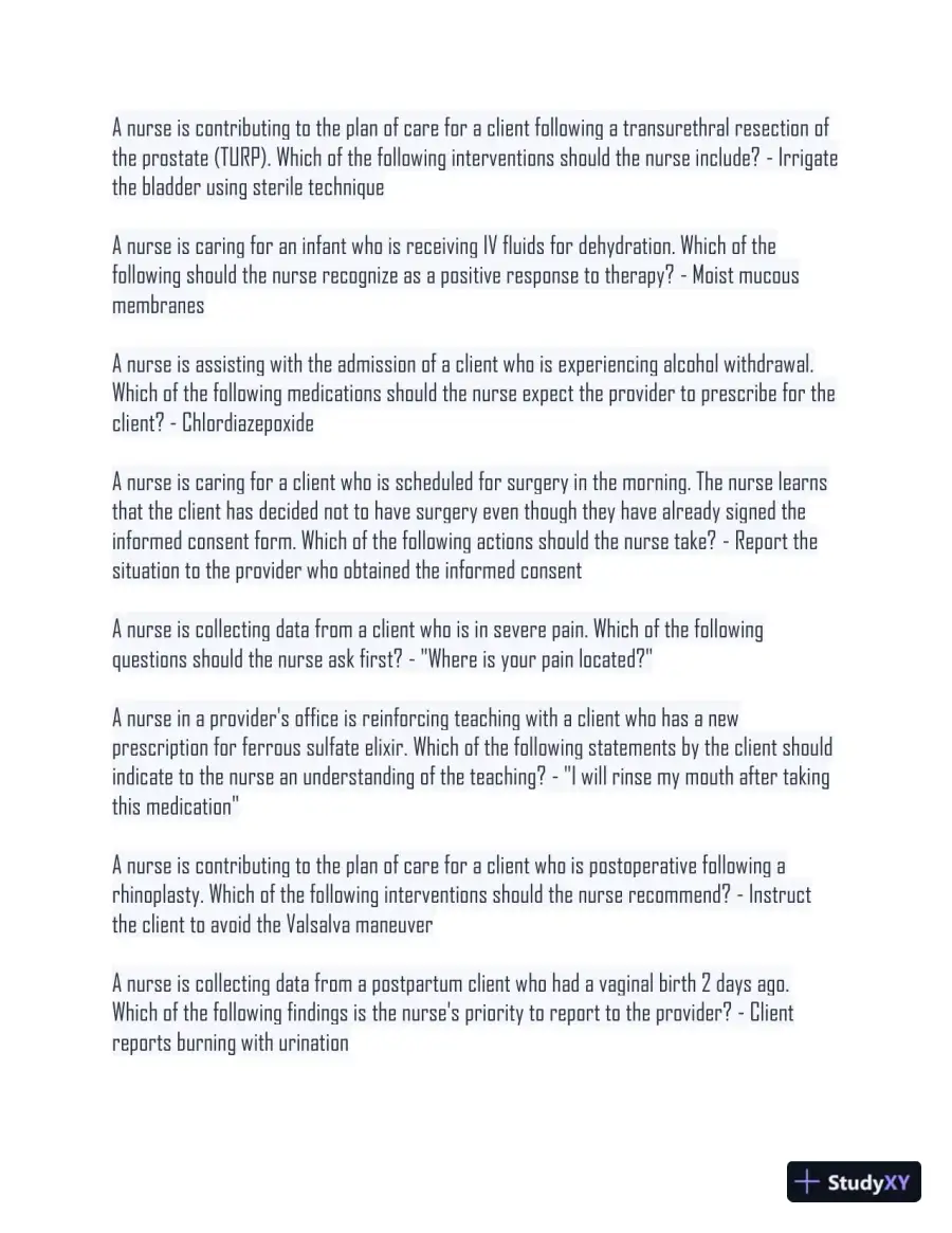 2020 PN Health Care Assessment Comprehensive Practice Exam With Answers (147 Solved Questions), page 5