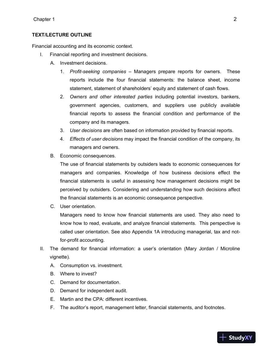 Class Notes for Financial Accounting in an Economic Context, 9th Edition, page 3