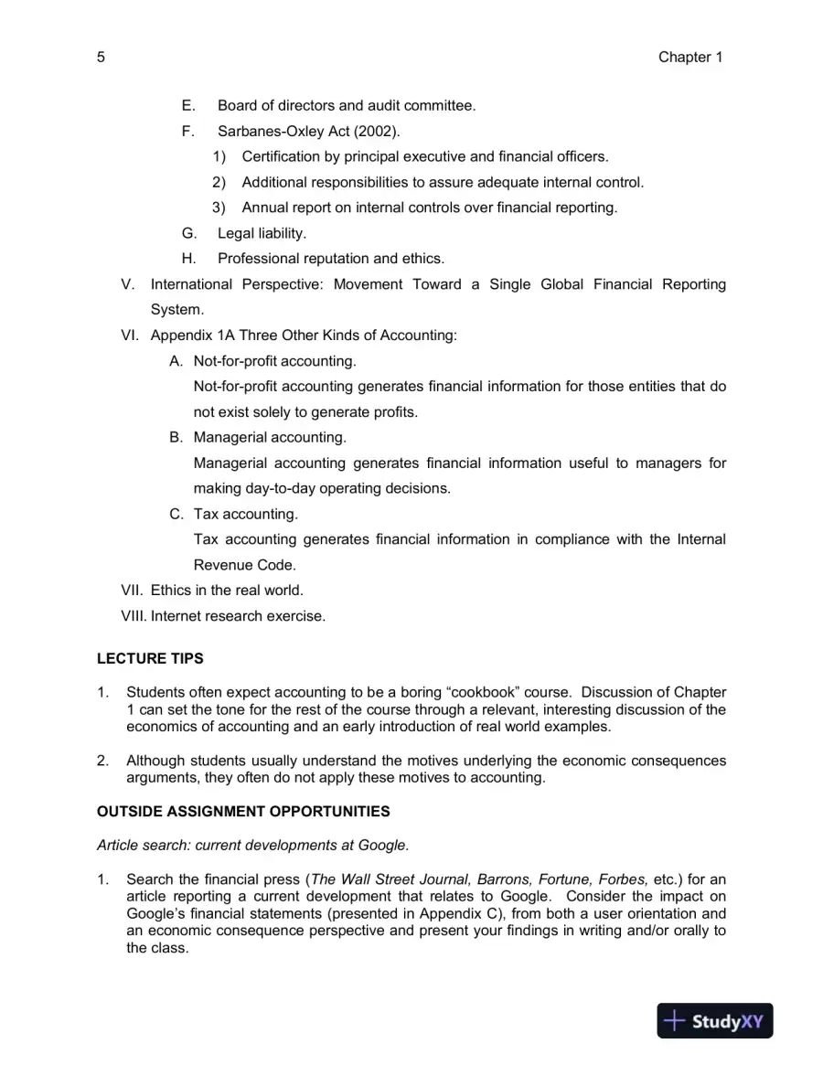 Class Notes for Financial Accounting in an Economic Context, 9th Edition, page 6