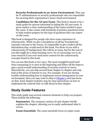 MCA Microsoft Certified Associate Azure Security Engineer Study Guide: Exam AZ-500 (2022) - Page 20 preview image