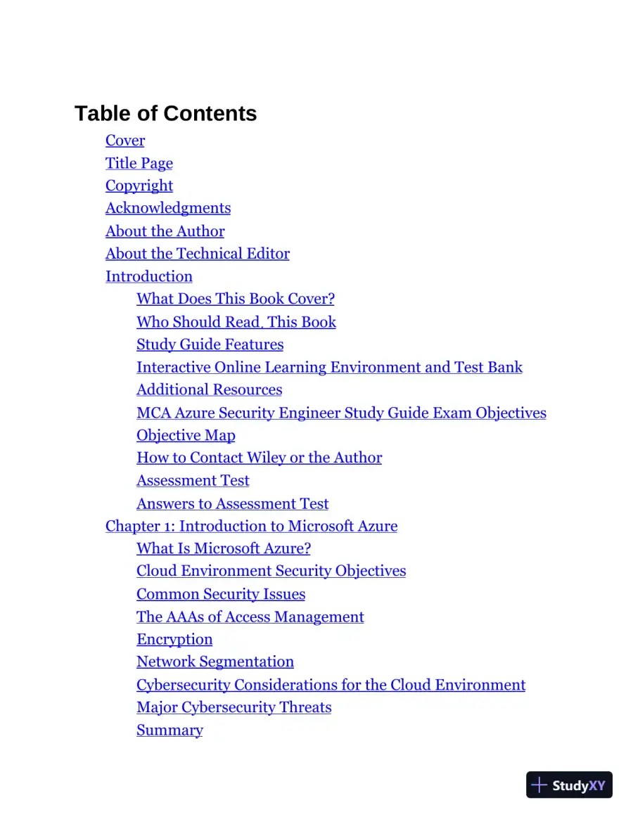 MCA Microsoft Certified Associate Azure Security Engineer Study Guide: Exam AZ-500 (2022), page 3