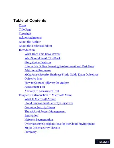 MCA Microsoft Certified Associate Azure Security Engineer Study Guide: Exam AZ-500 (2022) - Page 3 preview image