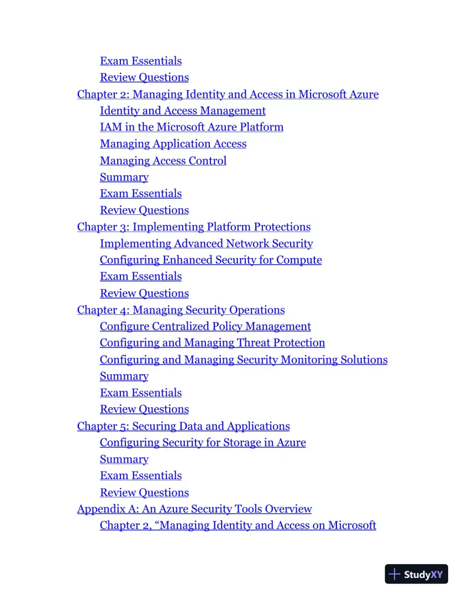 MCA Microsoft Certified Associate Azure Security Engineer Study Guide: Exam AZ-500 (2022), page 4