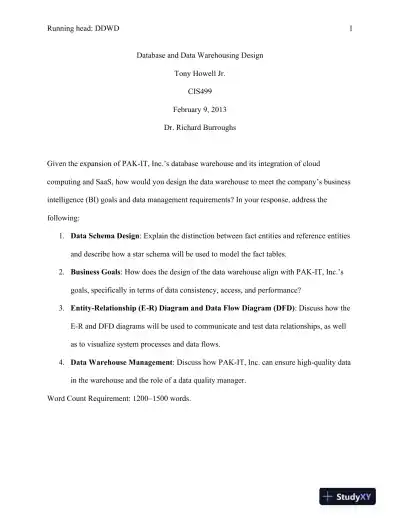 CIS 499 Database and Data Warehousing Design - Page 1 preview image