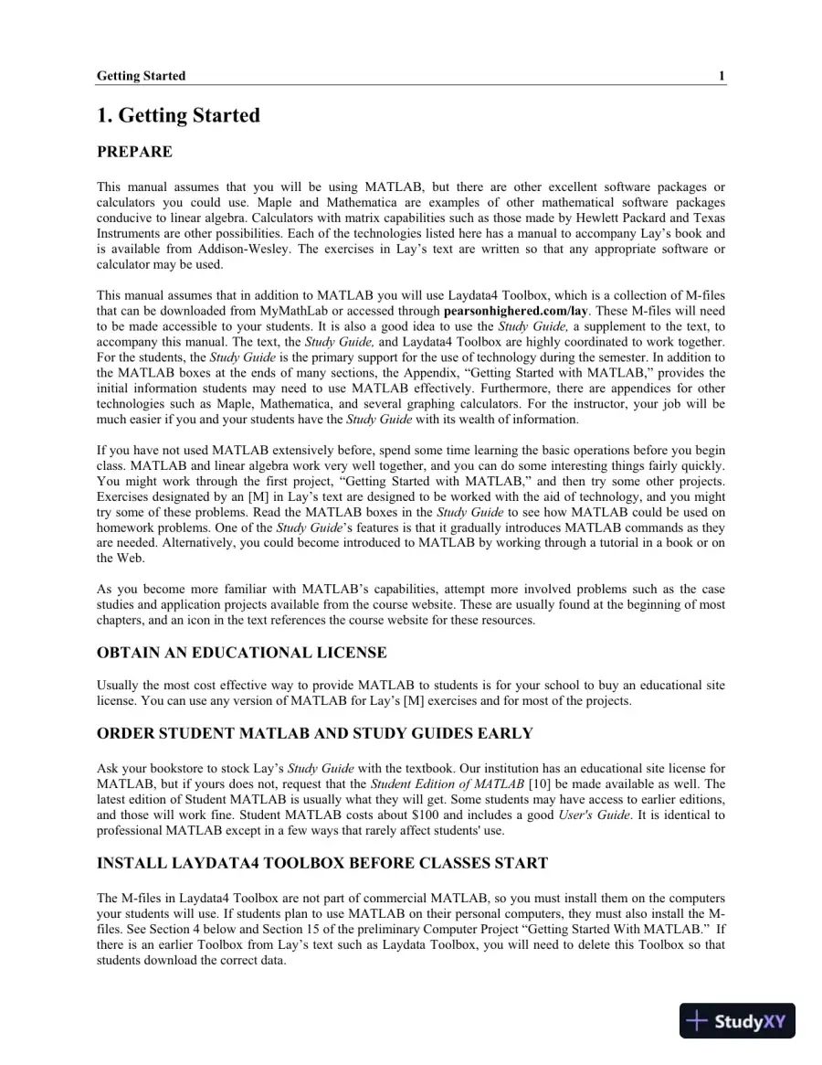 Solution Manual For Linear Algebra Plus Mymathlab Getting Started Kit For Linear Algebra And Its Applications, 4th Edition, page 4