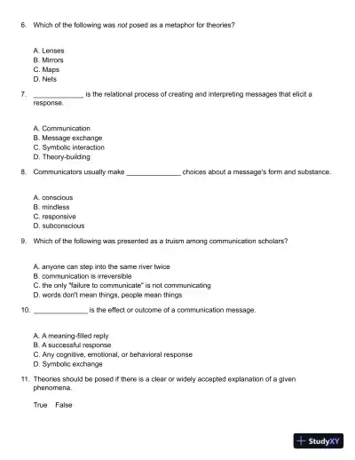 A First Look at Communication Theory (Conversations with Communication Theorists) 9th Edition Test Bank - Page 3 preview image