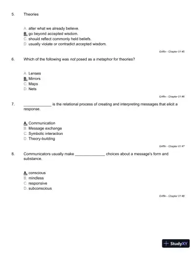 A First Look at Communication Theory (Conversations with Communication Theorists) 9th Edition Test Bank - Page 7 preview image