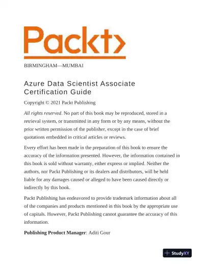 Azure Data Scientist Associate Certification Guide: DP-100 exam (2021) - Page 3 preview image