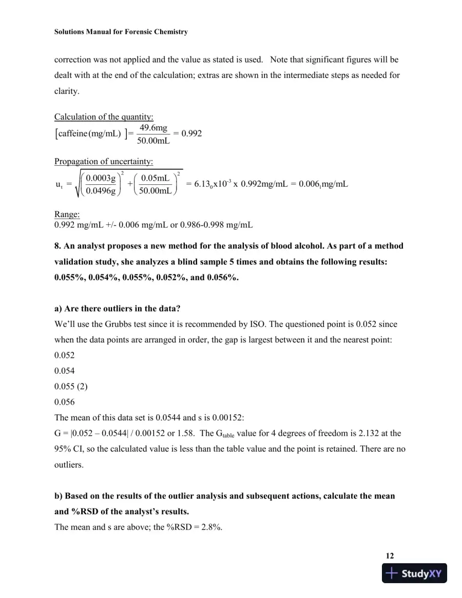 Solution Manual for Forensic Chemistry, 2nd Edition, page 16