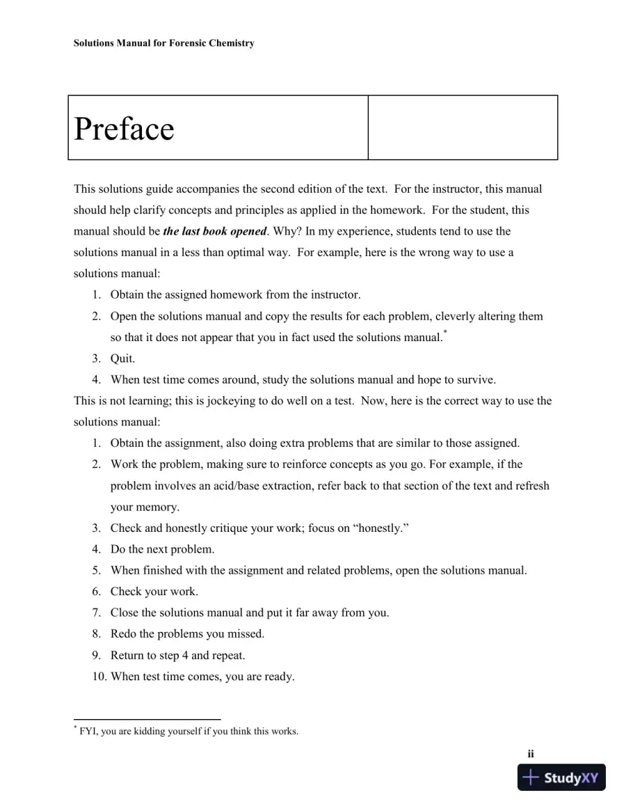 Solution Manual for Forensic Chemistry, 2nd Edition, page 3
