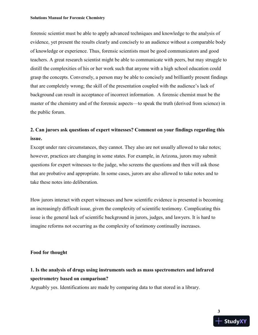Solution Manual for Forensic Chemistry, 2nd Edition, page 7