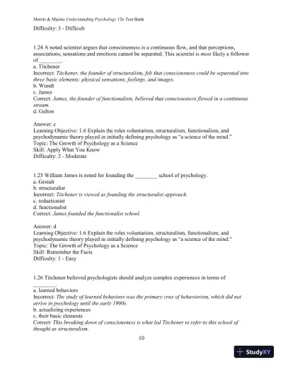 Test Bank for Understanding Psychology, 12th Edition - Page 11 preview image