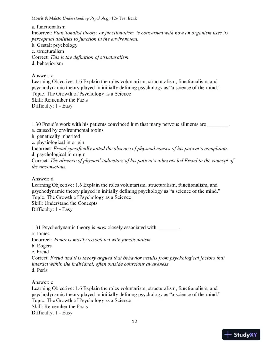 Test Bank for Understanding Psychology, 12th Edition, page 13