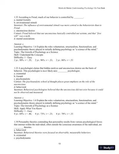 Test Bank for Understanding Psychology, 12th Edition - Page 14 preview image