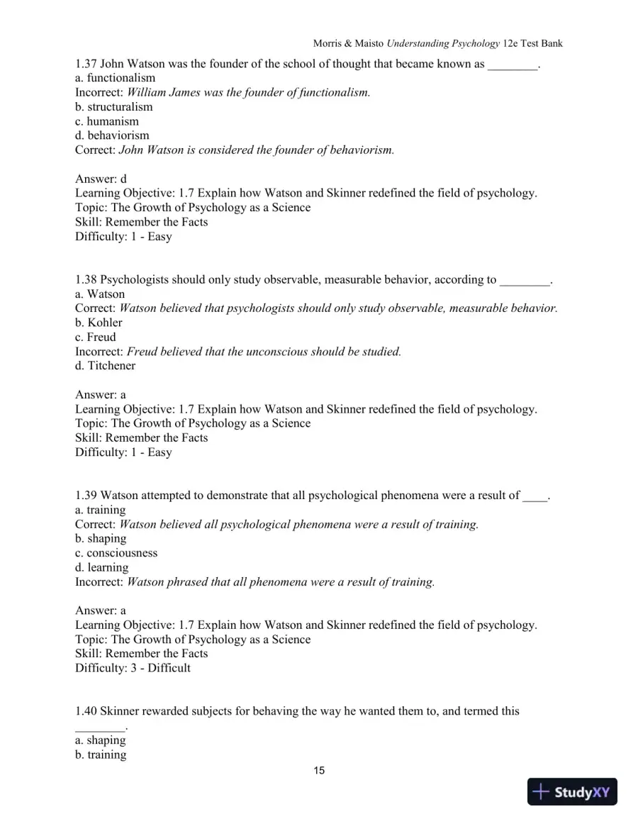 Test Bank for Understanding Psychology, 12th Edition, page 16