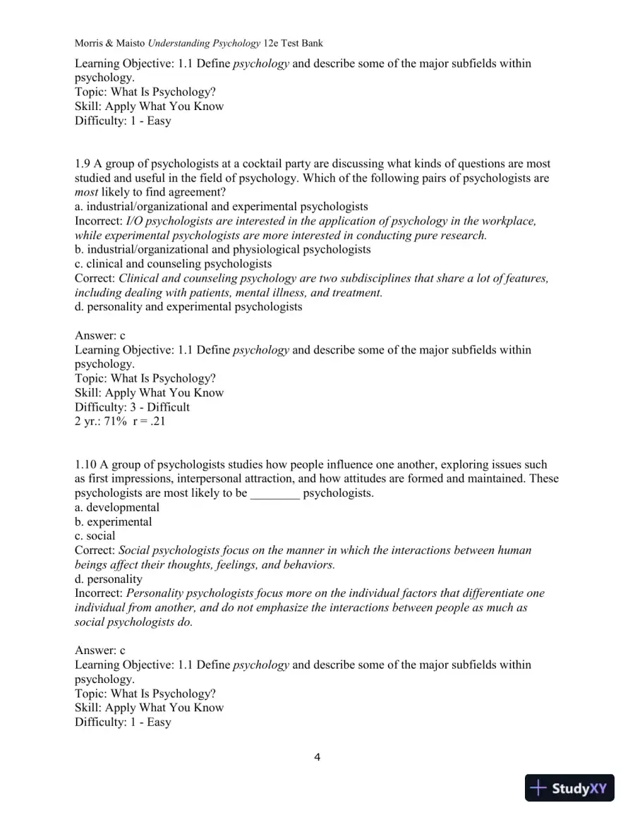 Test Bank for Understanding Psychology, 12th Edition, page 5