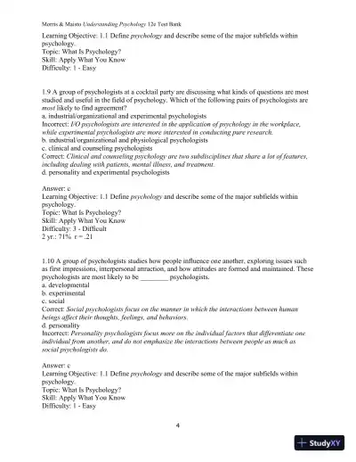 Test Bank for Understanding Psychology, 12th Edition - Page 5 preview image