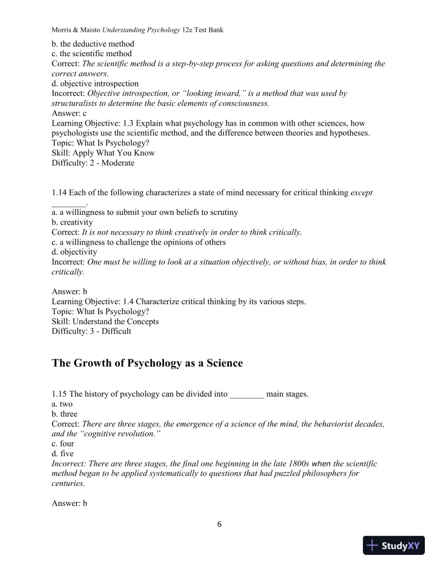 Test Bank for Understanding Psychology, 12th Edition, page 7