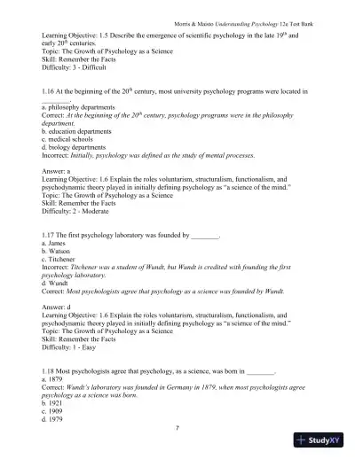 Test Bank for Understanding Psychology, 12th Edition - Page 8 preview image