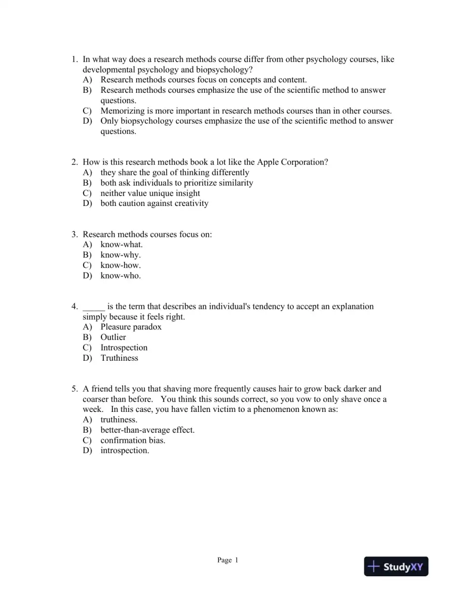 Discovering the Scientist Within: Research Methods in Psychology 1st 2016 Edition Test Bank, page 5