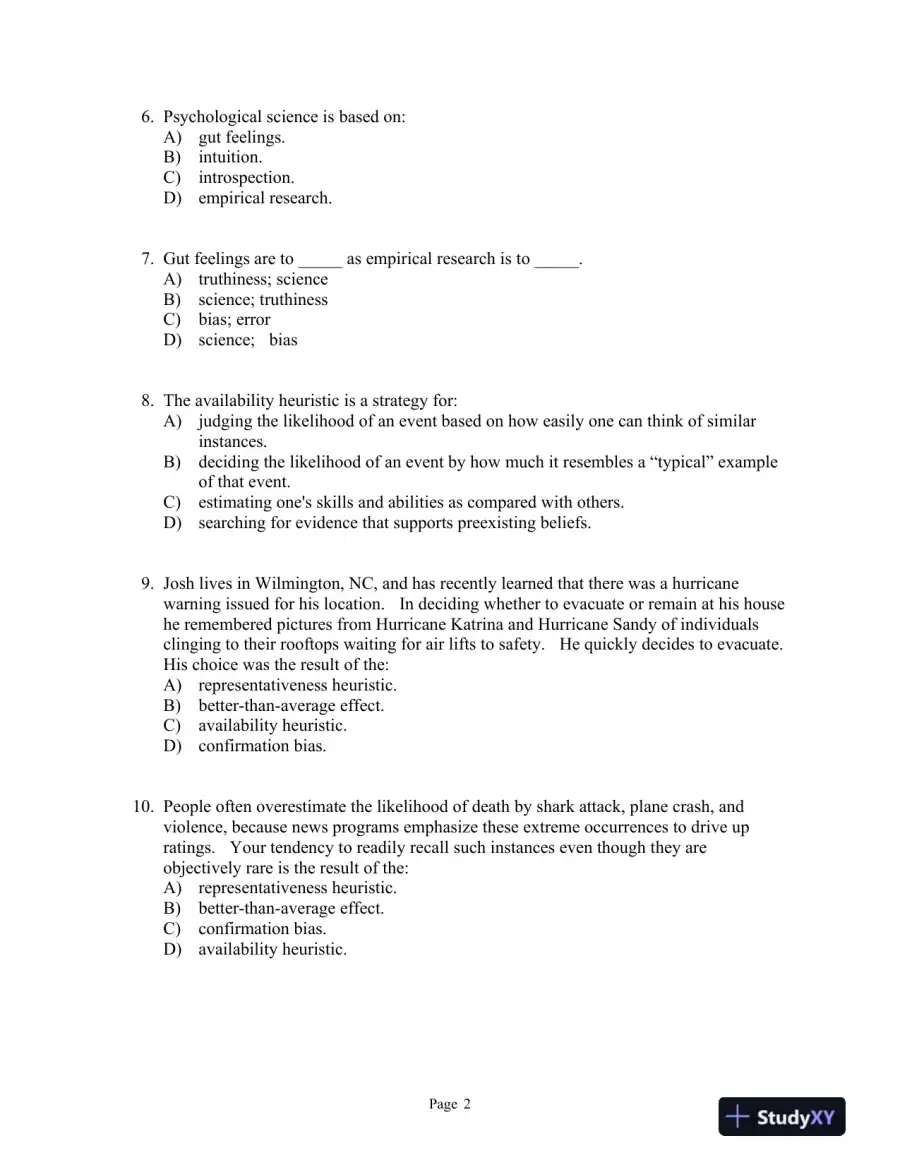 Discovering the Scientist Within: Research Methods in Psychology 1st 2016 Edition Test Bank, page 6