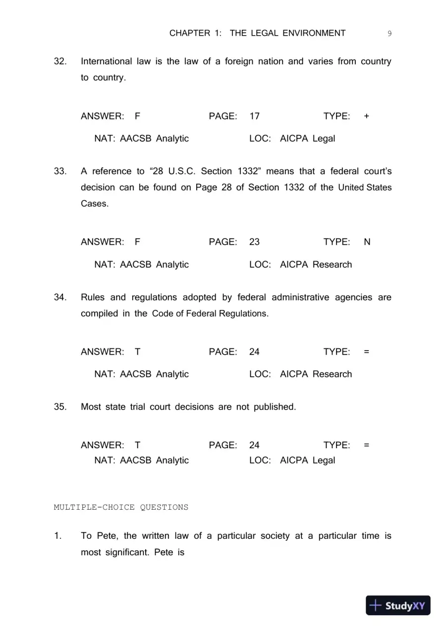 Test Bank For Business Law Today Comprehensive, 8th Edition, page 13