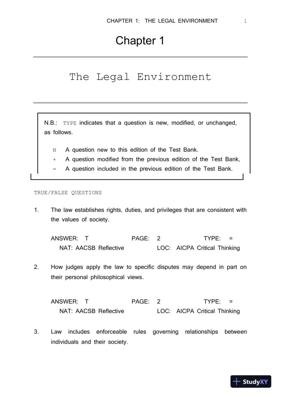 Test Bank For Business Law Today Comprehensive, 8th Edition, page 5