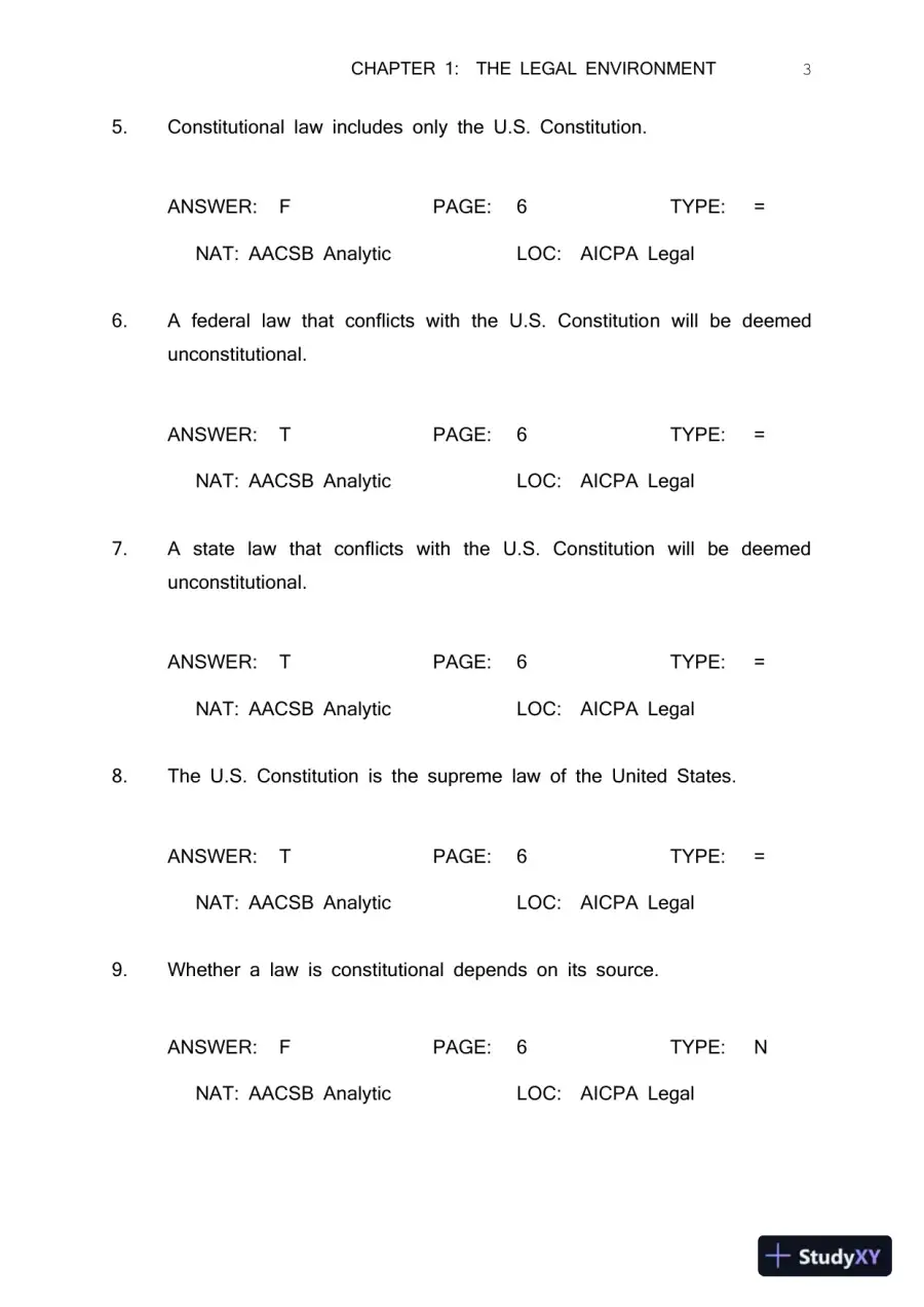 Test Bank For Business Law Today Comprehensive, 8th Edition, page 7