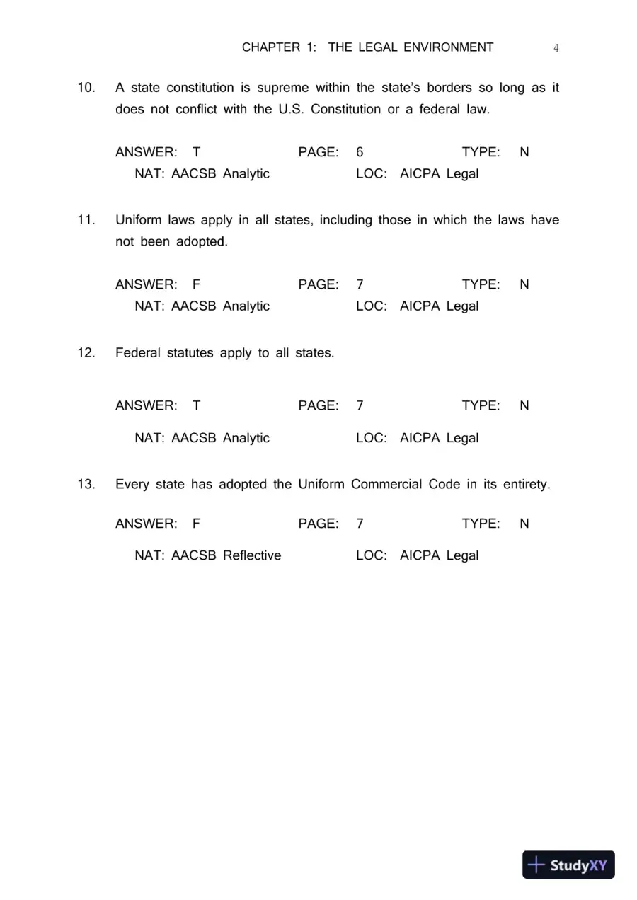 Test Bank For Business Law Today Comprehensive, 8th Edition, page 8