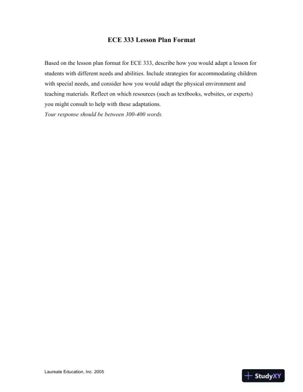 ECE 333 Lesson Plan Format - Page 1 preview image