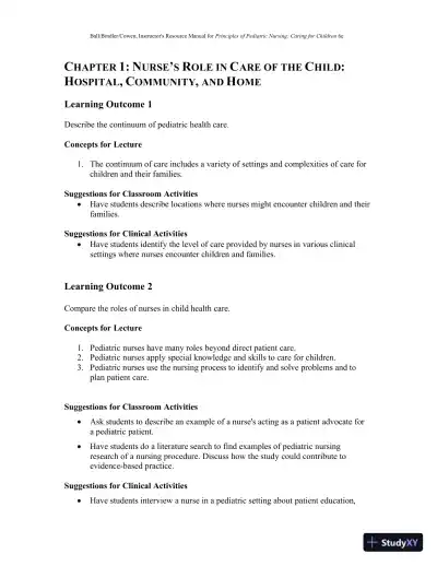 Class Notes for Principles of Pediatric Nursing Caring for Children, 6th Edition - Page 1 preview image