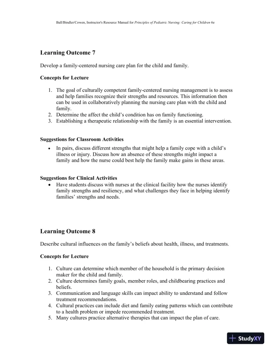 Class Notes for Principles of Pediatric Nursing Caring for Children, 6th Edition, page 10